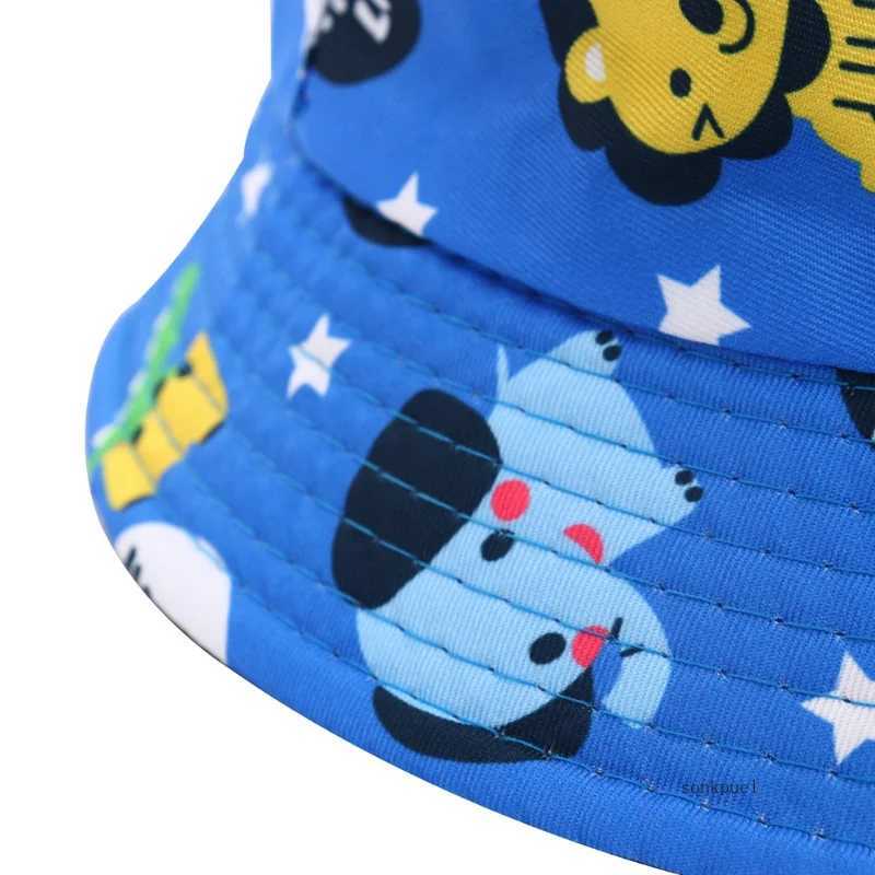 Double sided baby bucket hat with cute unicorn letter embroidery for children boys and girls fishermans hat for spring and summer outdoor childrens su