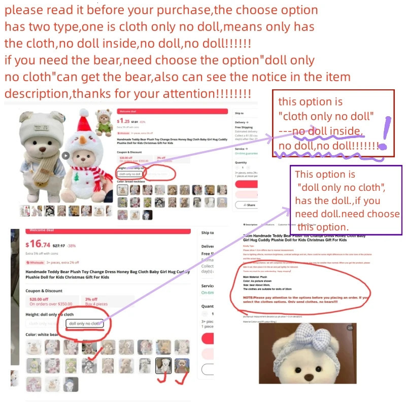 Handmade Teddy Bear Plush Toy Change Dress Honey Bag Cloth Girl Hug Cuddly Plushie Doll for Girlfriend Christmas Gift 240708