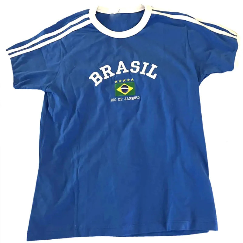 2024 Summer Womens T-shirt Brazilian Alphabet Aesthetics 90s Couple T-shirt Short sleeved Street Clothing Y2k Clothing Party 240710