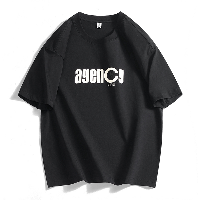 Lighing delivery short sleeved men's summer trendy brand simple letter print loose casual round neck T-shirt top