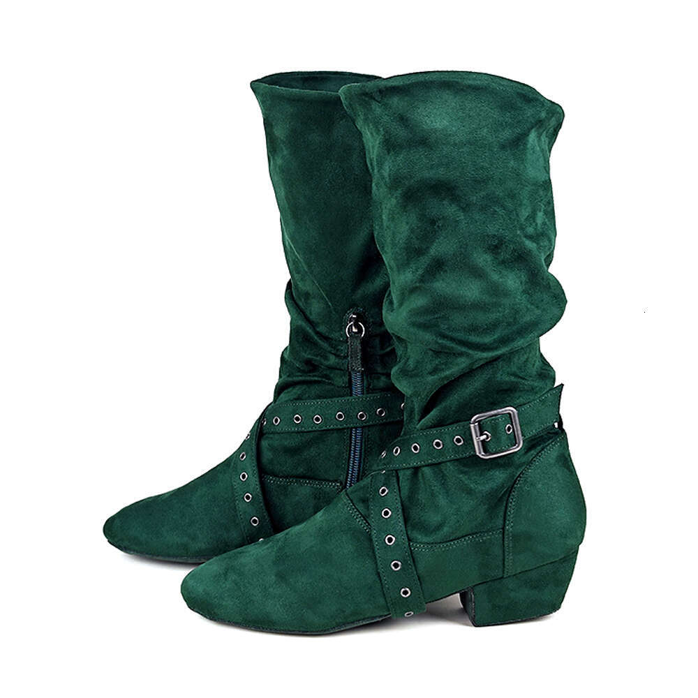 Jouncing Line Latest Lace Up Women Long Beige Girls Salsa Latin Jazz Dancing Western Folk Country Dance Boots