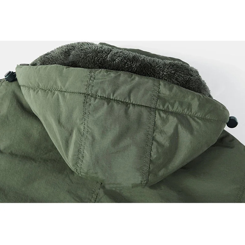 Men Thicken Fleece Jackets Male Hoodies Cottonpadded Streetwear Windbreaker Parkas Winter Jacket Coat Detachable Man Clothing 240711