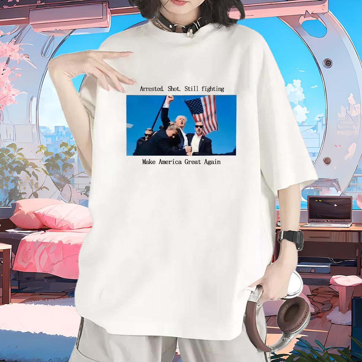 Fashion New T shirt 230g Cotton Custom Printed Make America Great Again Breathable Short Sleeve Tees Shirts Casual Daily Wear Lady Couples T Shirts