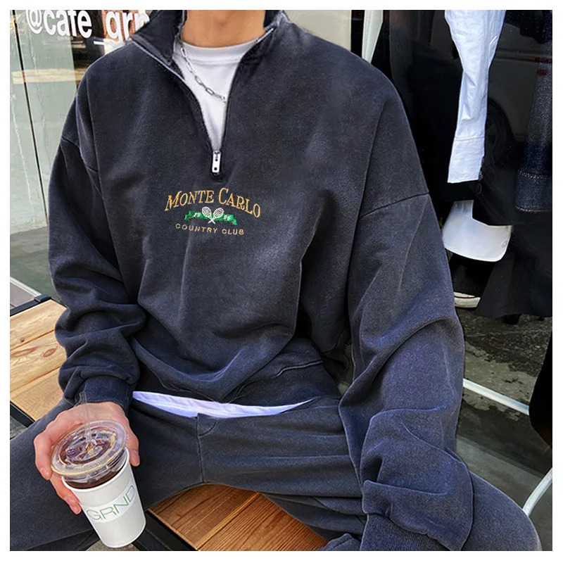 Letter Zipper Mens Sweatshirt Everyday Outdoor Casual Super Loose Hoodie Autumn Winter Youth Fashion Oversized Hoodie T-shirt 240712