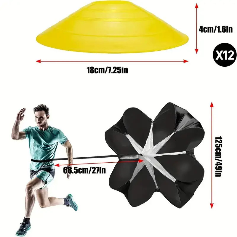1set Football Soccer Training Equipment Fitness Speed Resistant Parachute Chute Running Umbrella 240712
