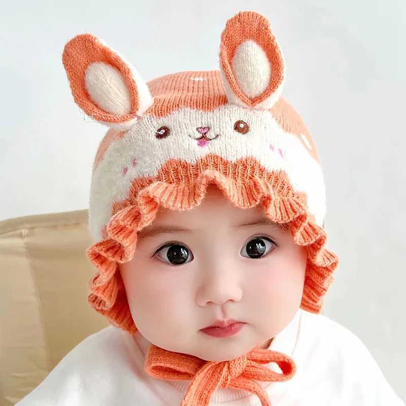 Baby Ear Protection Knitted Hat Baby Photography Prop Bucket Hat Cute Cartoon Rabbit Winter Hat 3-18MW240713