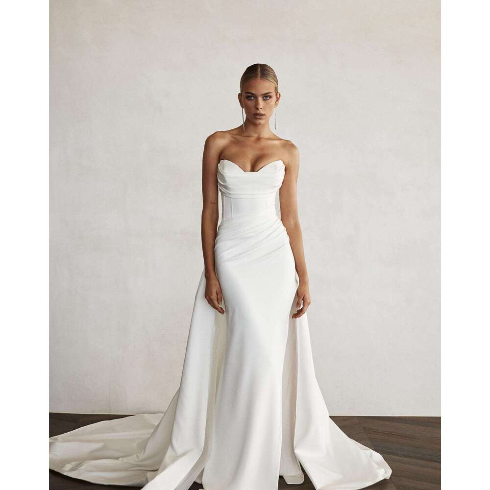 Modern Mermaid Front Slit Sweep Train Wedding Gowns Sweetheart Bridal Dresses Boho Women Custom Made