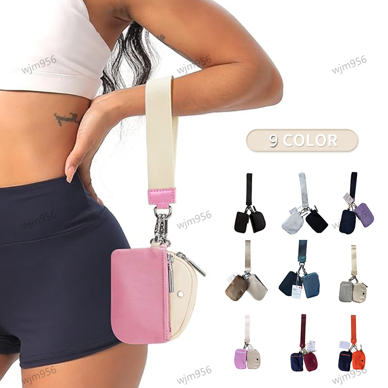 Sports Yoga Bag Dual Pouch Wristlet Pink Keychain Wristlet Wallet For Women Around Coin Purse Portable Small Keychain Wallet Key case handbag card waist gym bags