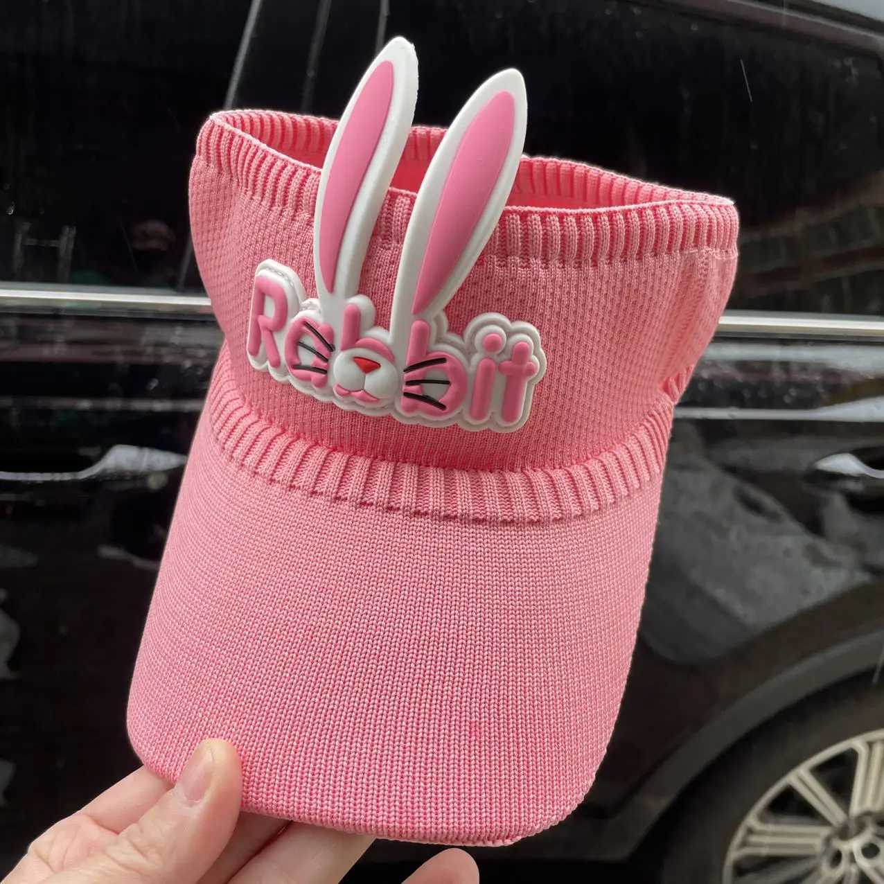 3-12 Year Childrens Summer Hat Cute Cartoon Rabbit Wing Visual Childrens Boys and Girls 2023 New Thin Hollow Breathable Childrens Top CoverW240713