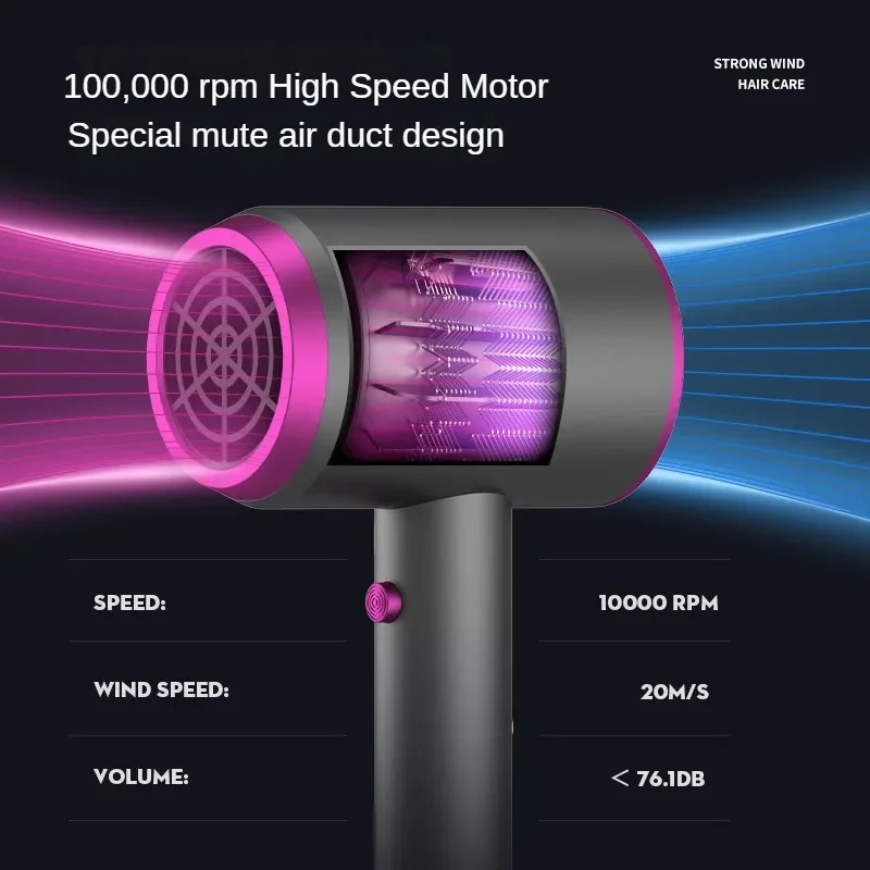 1250W Quick Hairdryer Cold Wind Hair Dryer Style Hair Dryer Professional Blow Dryer Suitable for Home Salon Blue Light 240708