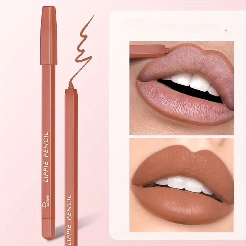 12 Shades Matte Lipstick Pen Nude Pinkish Matte Solid Lip Gloss Waterproof Long Lasting Lipstick Pencil Lip Liner Pen Lip Makeup 240713