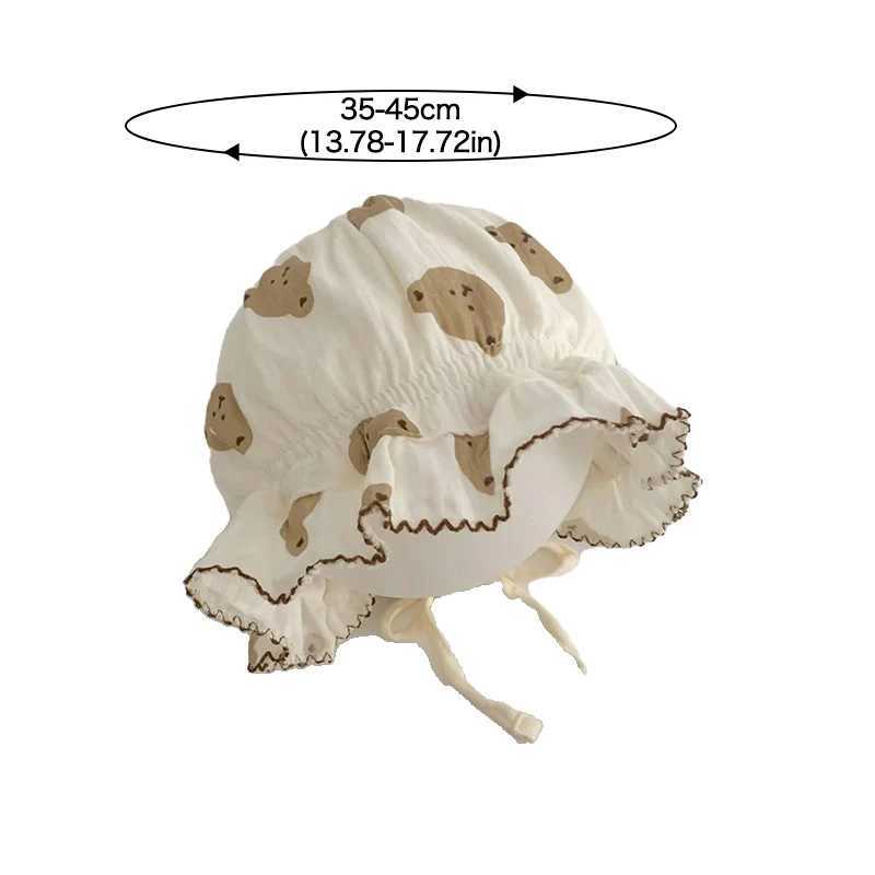 Newborn Baby Hat Summer Soft Cotton Baby Boy and Girl Lace Hoodie Cute Bear Rabbit Flower Printed Preschool Sun HatW240713