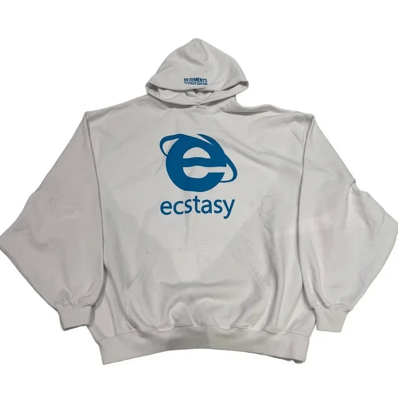 Y2K men clothing Hoodie Harajuku high quality Ecstasy embroidery Letter Graphic Print streetwear oversized sweatshirt top 240711