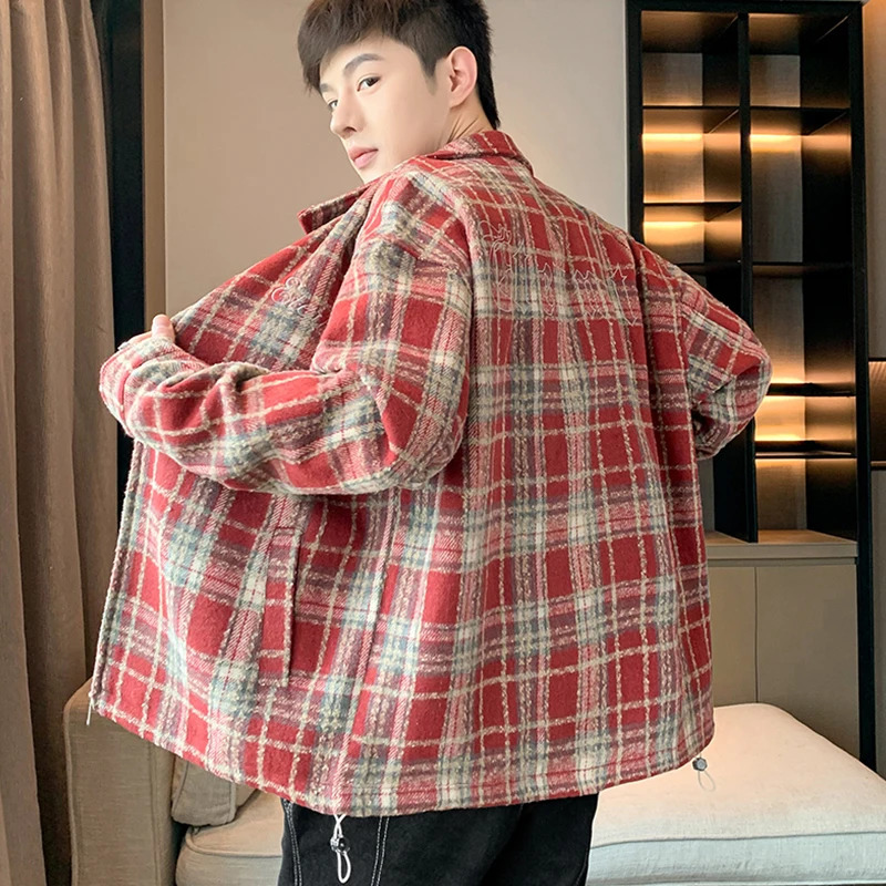 Fashion Spring Autumn Casual Checkered Jackets Hip Hop Streetwear Loose American Plaid Coats Youth Windproof Tops Clothing 240712