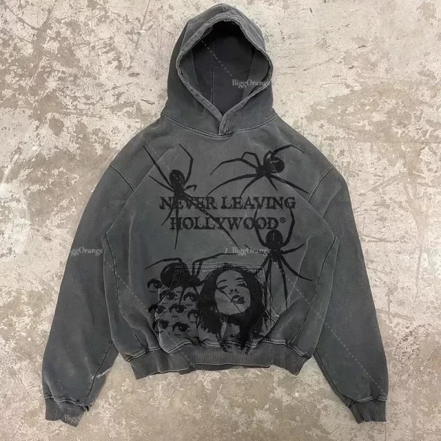 Harajuku streetwear men Oversized angel Print Hoodies Women Tops tracksuit Couples Sweatshirt Goth Y2k Clothes clothing 240711