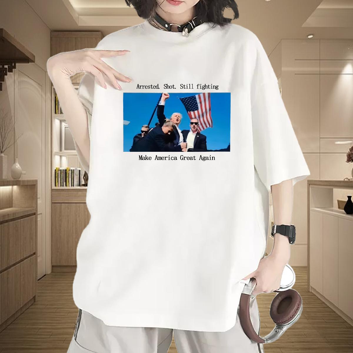 Classic T Shirt For Woman Crew Neck Cotton presidential election 230g 100% Cotton Street Casual Womens Tshirts Black Oversized 5A Tops