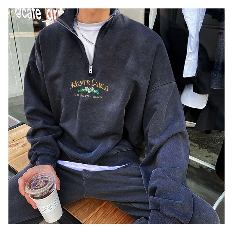 Letter Zipper Mens Sweatshirt Everyday Outdoor Casual Super Loose Hoodie Autumn Winter Youth Fashion Oversized Hoodie T-shirt 240712