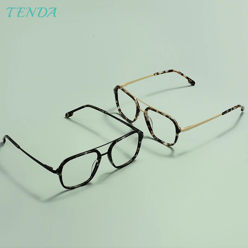 Men And Women Big Acetate Double Bridge Square Optical Frames For Myopia Lenses Reading Progressive Lenses 240712