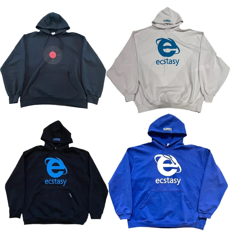 Y2K men clothing Hoodie Harajuku high quality Ecstasy embroidery Letter Graphic Print streetwear oversized sweatshirt top 240711