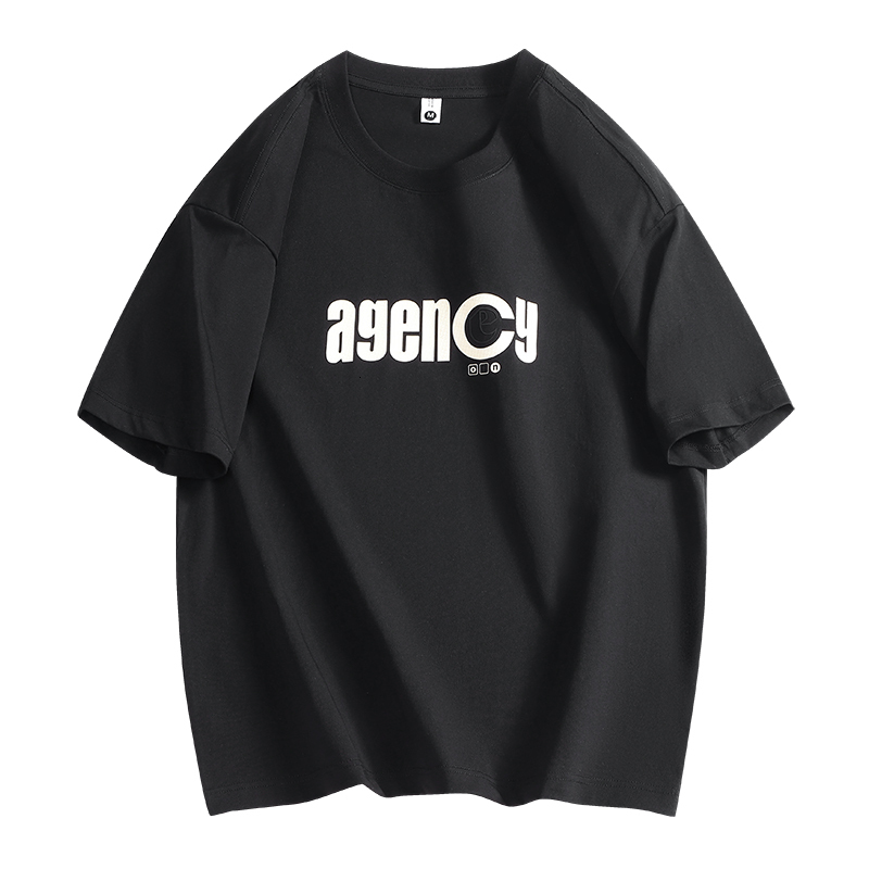 Lighing delivery short sleeved men's summer trendy brand simple letter print loose casual round neck T-shirt top