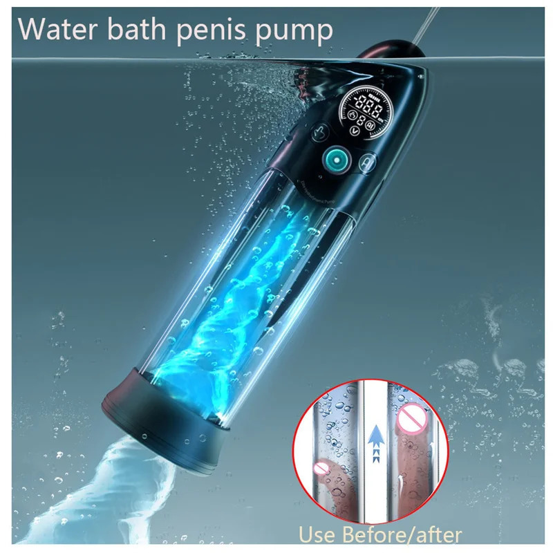 Electric Penis Pump Water Bath Massage Enlarger Enlargement Vacuum Sex Toys for Men Masturbator Penile Bigger Trainer 240711