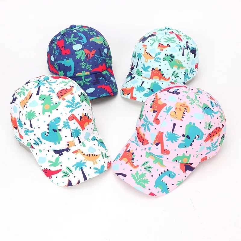 New Spring Autumn Cotton Sun Hat Childrens Summer Snapshot Hat Baby Girls and Boys Cartoon Dinosaur Childrens Baseball HatW240713