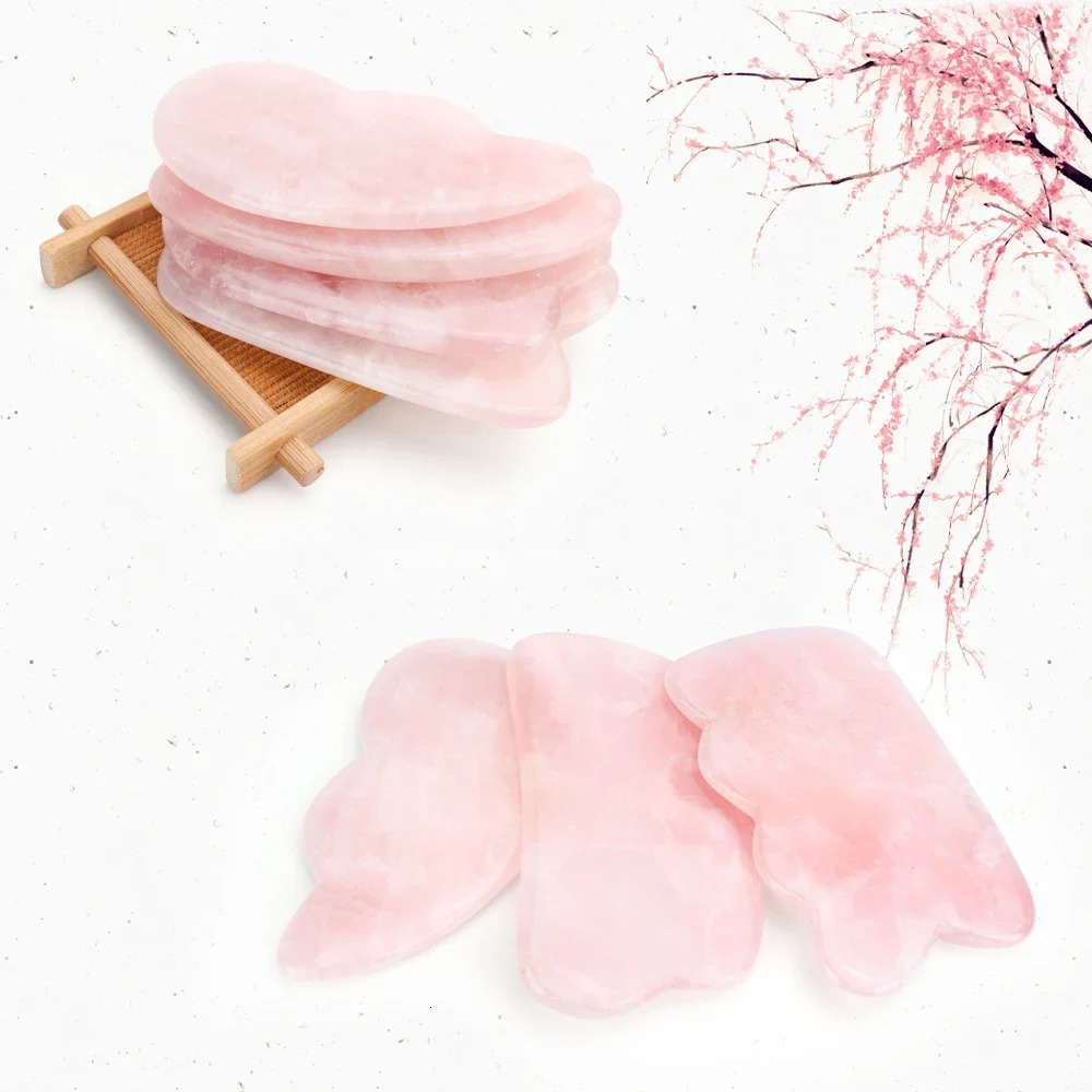 Natural rose quartz jade melon sand board hair massage hair pink quartz massage stone melon sand scraping 240713