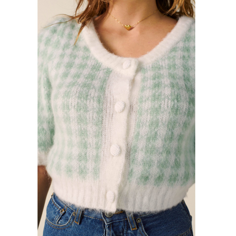 Suspender Printing Ventilation 238 # Ref Ma Hai Plaid Sweater Top 2020 New French Style Women's Clothing Autumn Dress Women Waist Loose High Wais
