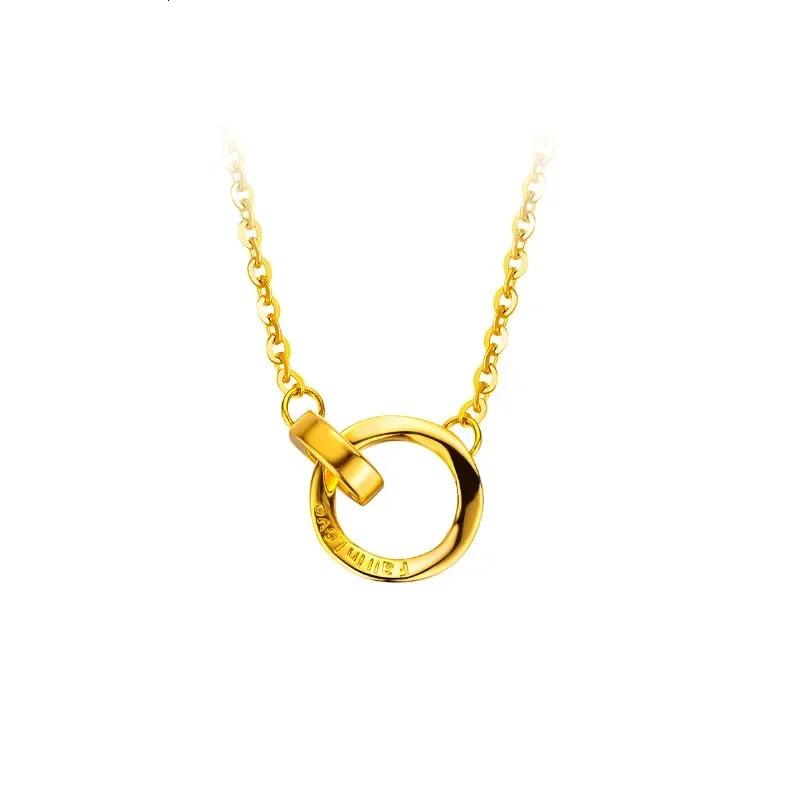 The Same 24K Gold 999 Real Gold Mobius Ring Necklace for Women in the Gold Store Interlocking Clavicle Necklace AU750 240710