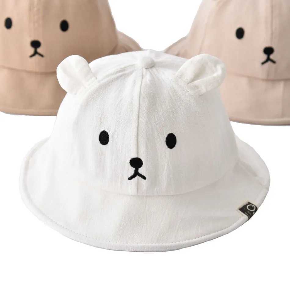 Baby bucket hat baby sun hat toddler Panama bear hat wide brown fisherman hat childrens spring summer beach wildlife park hat 3-18 months oldW240713