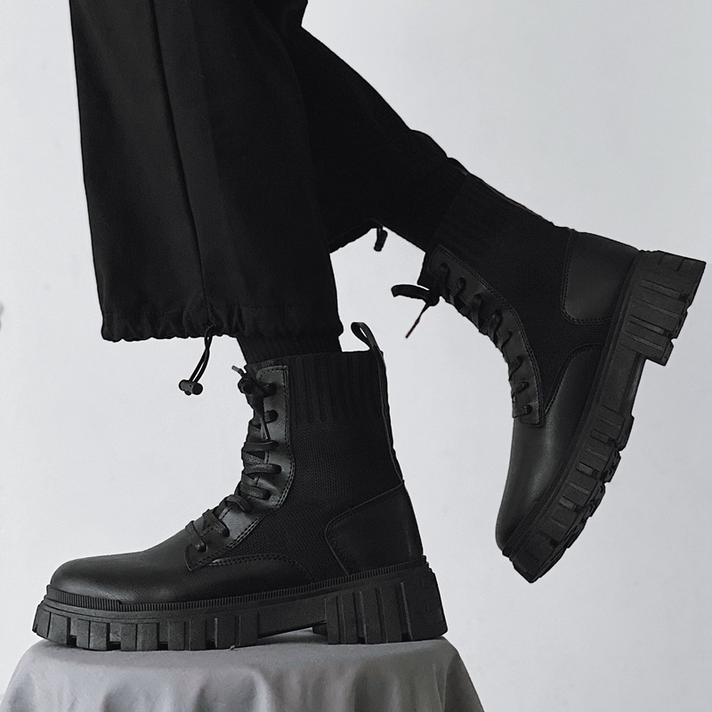 Men's 2024 Fashion Thick Heel Martin Boots, Non-Slip Durable Leather Winter Ankle Boots