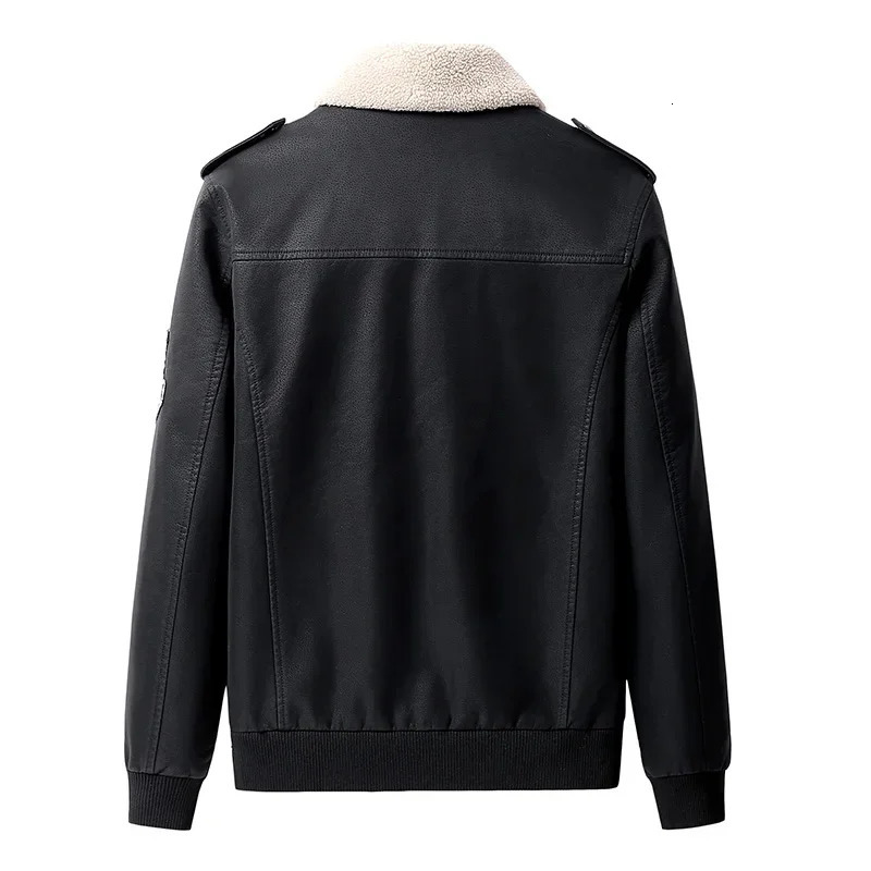 MaiDangDi Embroidered Jacket Autumn and Winter with Plush Suede Collar Multiple Pockets Fashionable Leather for Mens 240711