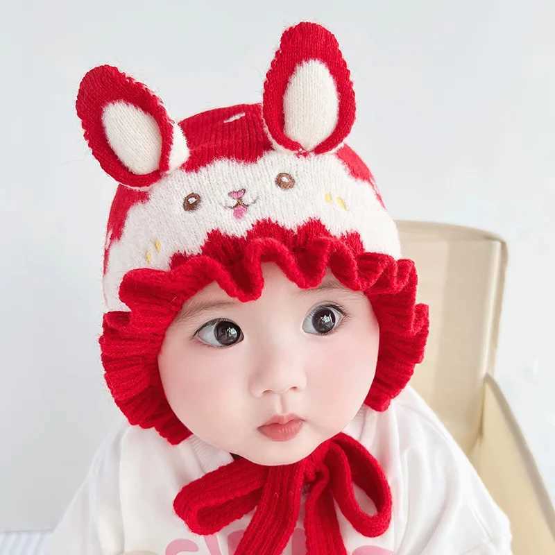 Baby Ear Protection Knitted Hat Baby Photography Prop Bucket Hat Cute Cartoon Rabbit Winter Hat 3-18MW240713