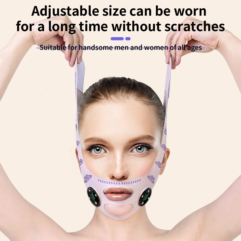EMS Head Massage USB Charging Face Slimming Belt Face Reduce Double Chins Cheeks Improve Face Slimming mask 240713