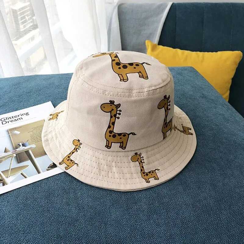 Cartoon Giraffe Baby Bucket Hat Outdoor Beach Childrens Sun Hat Childrens Panama Hat Baby Bucket HatW240713
