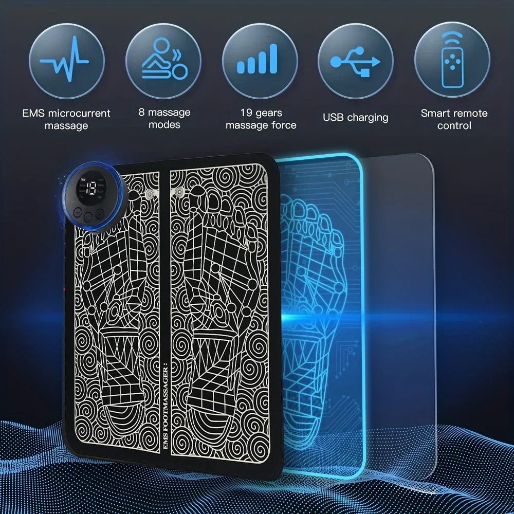 Electric Foot Massage Pad USB Charging Relaxation Foot Acupoint Massage Improves Blood Circulation 8 Modes 19 Levels Relaxation 240713