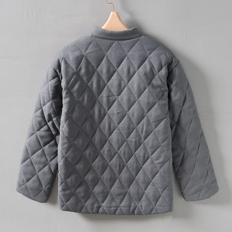 Japanese Style Stand Collar Warm Padded Jacket For Men Vintage Solid Loose Versatile Wadded Trend Male Outwear Clothing 240711