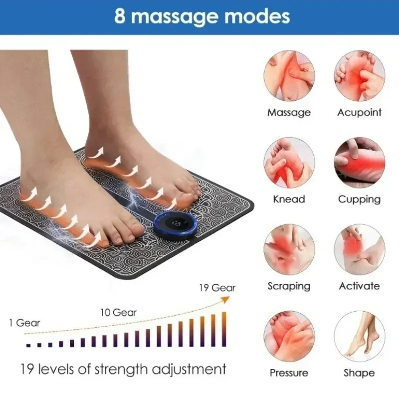 Electric EMS foot massager pad electric muscle stimulation foot massager USB charging portable 240713