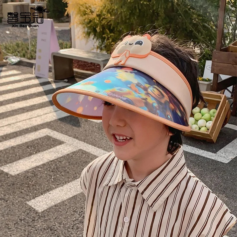 Kids Sunhat with Fan Large Sun Protection Adjustable Children Sun Protection Hat Outdoors USB Fan Sun Hat Cartoon Baby Visors 240704