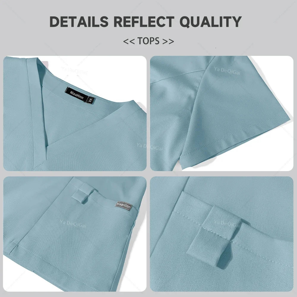 Workwear Nurse Uniform TopsStraight Pants Nursing Uniform Women Men Pet Shop Beauty Work Suit Doctor Surgery Scrubs Set 240708