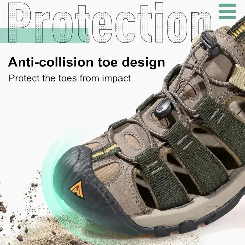 HUMTTO Summer Outdoor Sandals for Men Breathable Hiking Shoes Water Beach Mens Sandals Camping Climbing Aqua Sneaker HT-710445A 240708