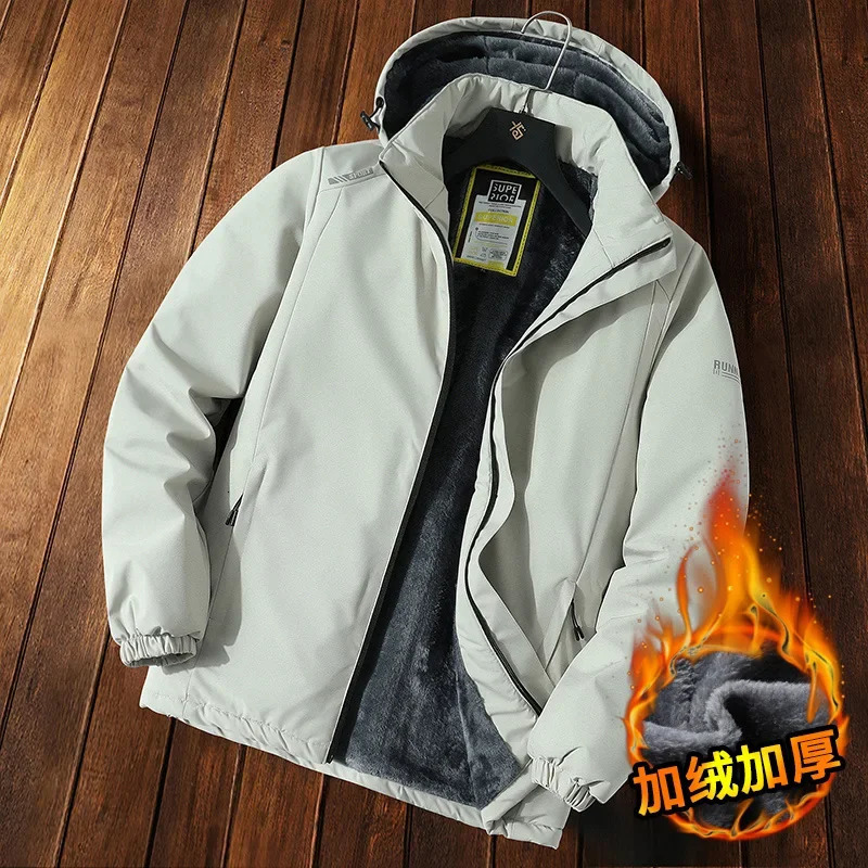 Men Warm Winter Parka Fleece Hooded Thermal Male Windproof Casual Jacket Coat BlackThick Detachable Hat 240711