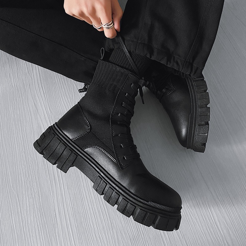 Men's 2024 Fashion Thick Heel Martin Boots, Non-Slip Durable Leather Winter Ankle Boots