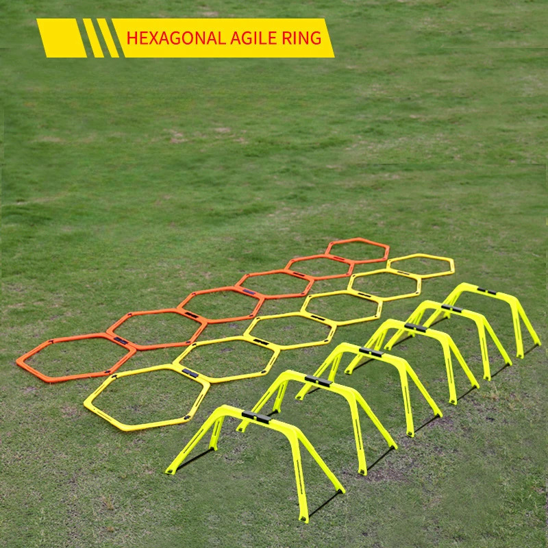 6Pcs Training Rings Agility Football Ring Equipment Folded Hexagon Soccer Footwork Ladder Exercising Multi Supplies Hex Hurdles 240712