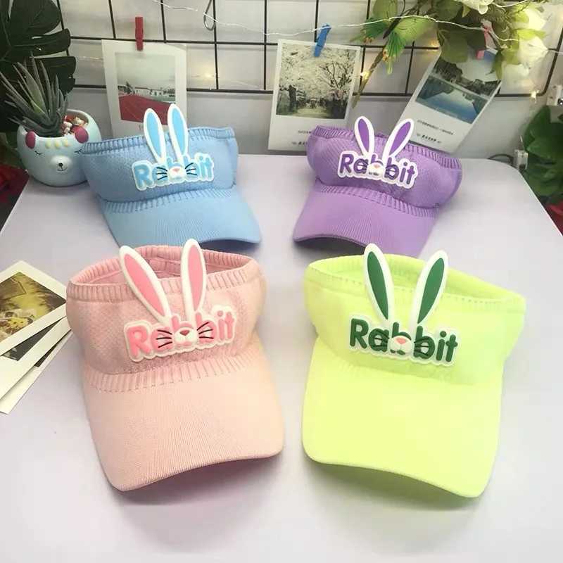 3-12 Year Childrens Summer Hat Cute Cartoon Rabbit Wing Visual Childrens Boys and Girls 2023 New Thin Hollow Breathable Childrens Top CoverW240713