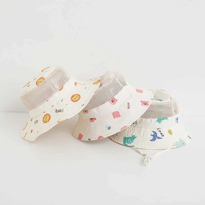 Cartoon childrens bucket hat cotton spring summer baby hat beach travel childrens sun hat girl boy accessories 2-6YW240713