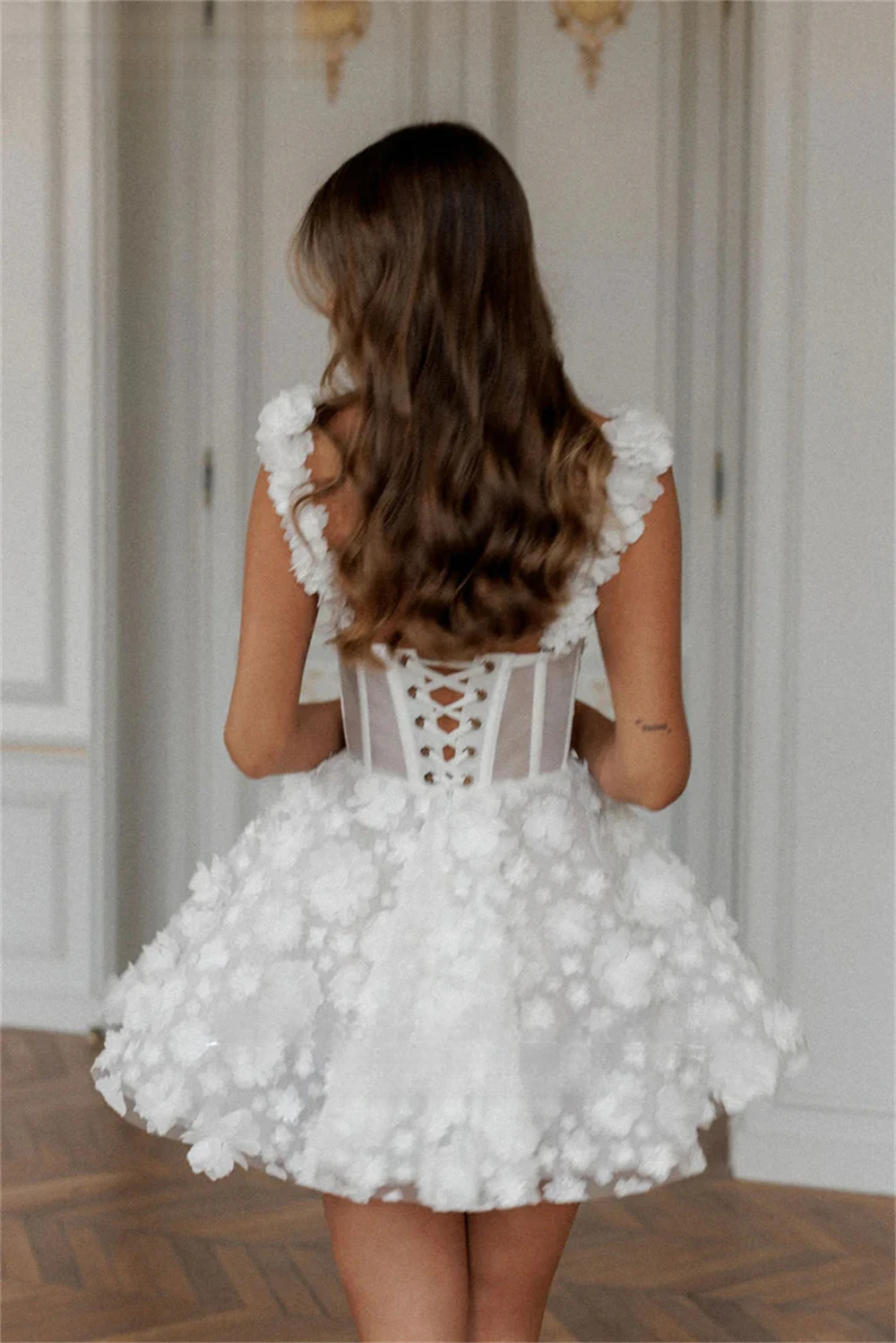 Nersesyan A-e Short Wedding Dresses Spaghetti Straps Sweetheart Above Knee Bridals Gowns Women Back Lace Up vestidos novia
