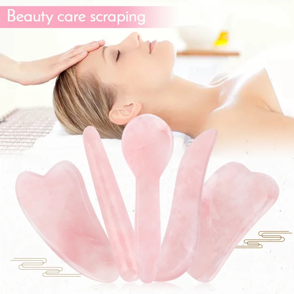 Natural rose quartz jade melon sand board hair massage hair pink quartz massage stone melon sand scraping 240713
