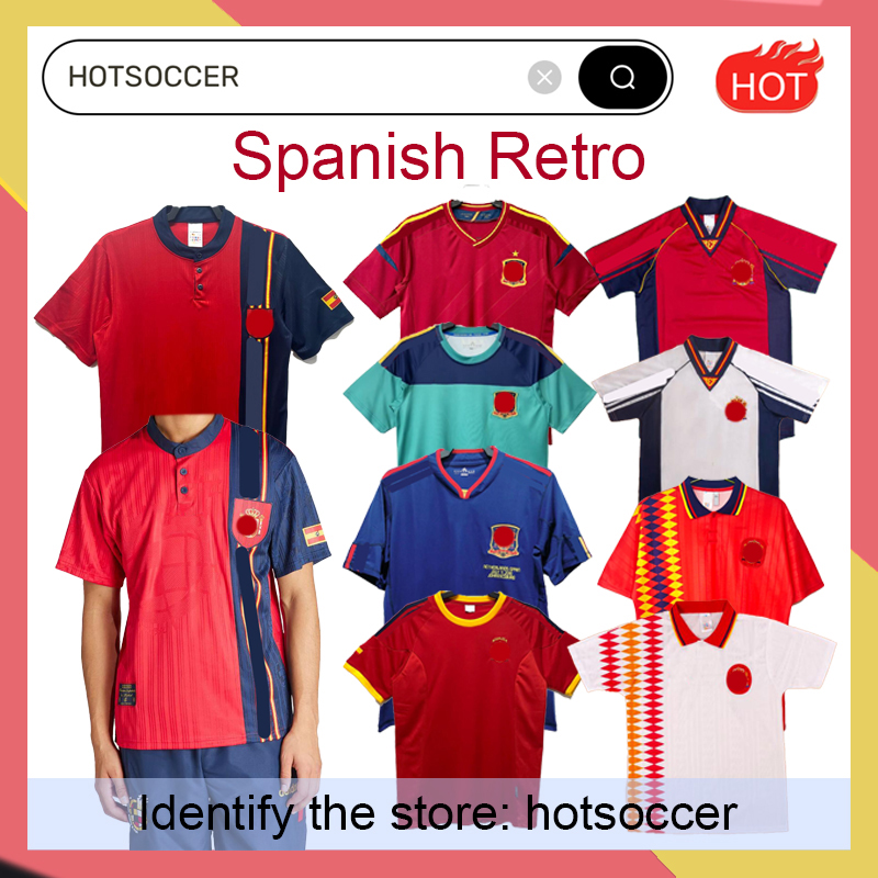 1996 Spain retro soccer Jerseys 2010 2002 08 12 18 Camiseta de futbol RAUL XAVI Hierro LUIS ENRIQUE PIQUE A.Iniesta Hierro PUYOL DAVID Villa XAVI TORRES SERGIO RAMOS