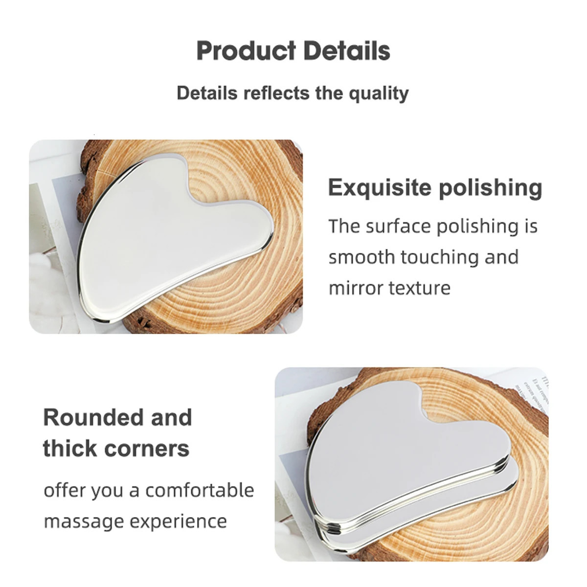 1 piece of Guasha tool stainless steel Guasha massage tool natural universal silver metal Guasha beauty and skin care 240713